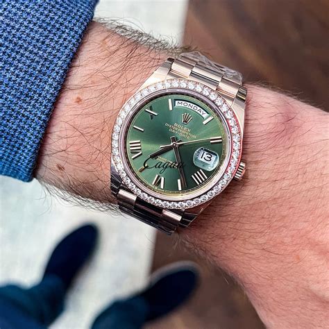 yellow gold rolex with green face|Rolex 18 ct everose gold.